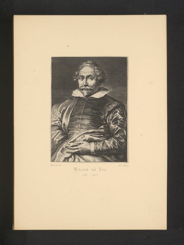 Reproduction of an engraving of a portrait of Willem de Vos by Schelte Adamsz. Bolswert and Anthony van Dyck, Joseph Maes, c. 1872 - in or before 1877 Canvas Print
