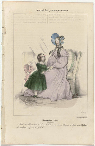 Journal des Jeunes Personnes, November 1836 : Robe de Mousselin (...), Pierre Numa Bassaget, 1836 Canvas Print