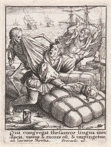 The Merchant and Death, Wenceslaus Hollar, c. 1680 Canvas Print