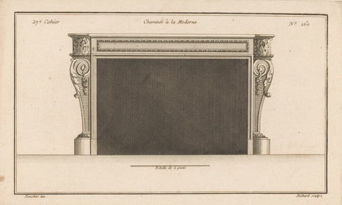 Fireplace with leaf motifs, Jean-Baptiste Bichard, 1772 - 1779 Canvas Print