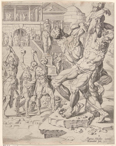 Stoning of the elders, Dirck Volckertsz. Coornhert, 1551 Canvas Print