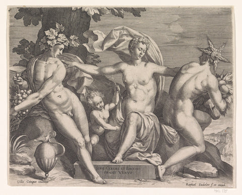 Venus, Bacchus and Ceres, Raphael Sadeler (I), 1570 - 1632 Canvas Print