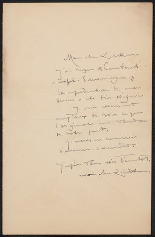 Letter to Philip Zilcken, Fernand Khnopff, in or before 1895 Canvas Print