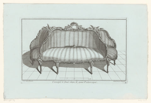 Three-seat bench, anonymous, 1745 - 1775 Canvas Print