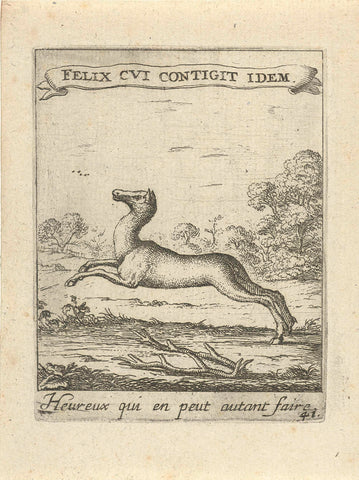 Jumping deer, Albert Flamen, 1672 Canvas Print