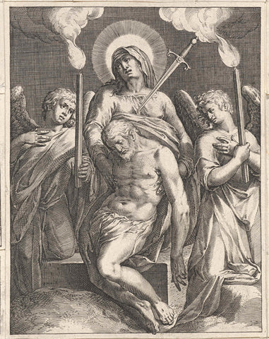 Pietà, Johann Sadeler (I), 1580 - 1600 Canvas Print