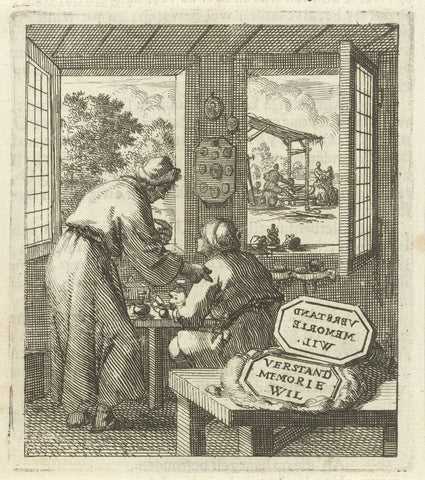 Stamp cutter in his workshop, Jan Luyken, 1689 Canvas Print