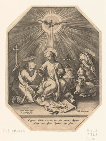 Little John and Mary worship the Christ child, Hendrick Goltzius, 1576 - 1580 Canvas Print