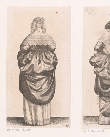 English woman of standing with partially loose-hanging hair, seen on the back, Wenceslaus Hollar, 1665 - 1707 Canvas Print