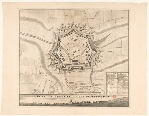 Fortress map of Maubeuge, Pieter van Call (II), 1702 - 1732 Canvas Print