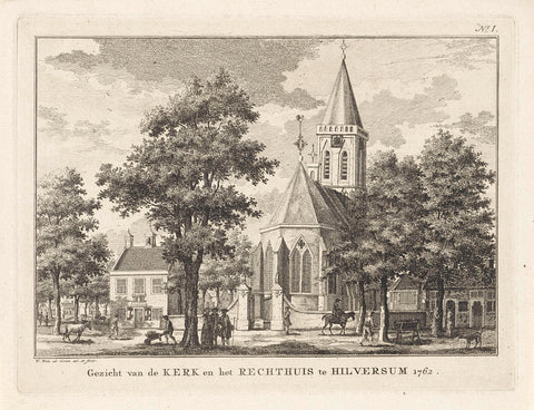 Church and Courthouse in Hilversum in 1762 (before the fire of 1766), Willem Writs, 1763 Canvas Print