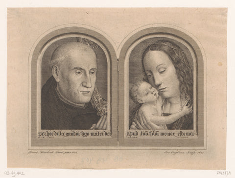 Diptych of abbot Lieven Hughenois and Madonna with Child, Charles Onghena, 1831 - 1834 Canvas Print