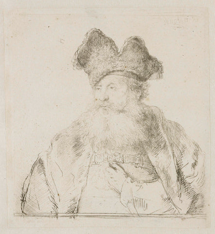 Old man with a divided fur cap, Rembrandt van Rijn, 1640 Canvas Print