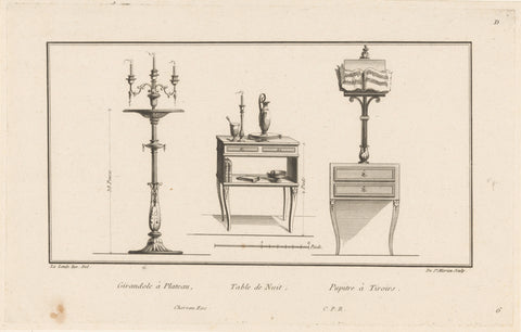 Girandole, nachtkast en muziekstandaard, de Saint-Morien, 1784–1785 Canvas Print