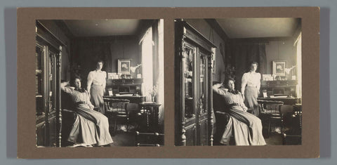 Ina Boudier-Bakker and Cornelia Margaretha Scheltema Beduin in Cornelia's room in het huis aan het Singel 256, Amsterdam, The Netherlands, Adrianus Scheltema-Beduin (attributed to), 1895 - 1905 Canvas Print