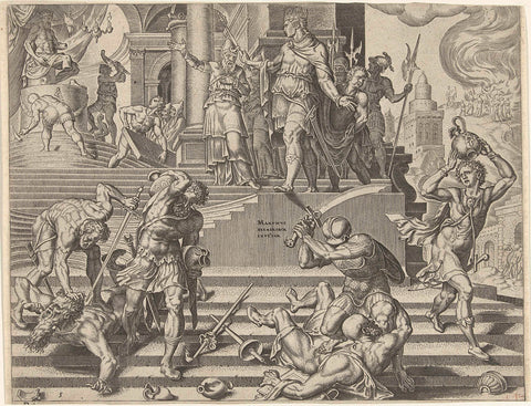 King Josiah has the temple of Baal destroyed, Philips Galle, c. 1569 Canvas Print