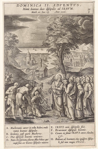 Christ answers Johannes messengers, Antonie Wierix (II), 1593 Canvas Print