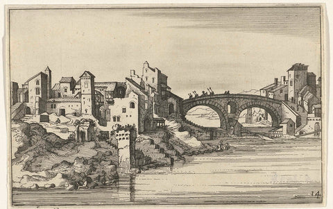 Bridge over the river, Willem van Nieulandt (II), 1618 Canvas Print