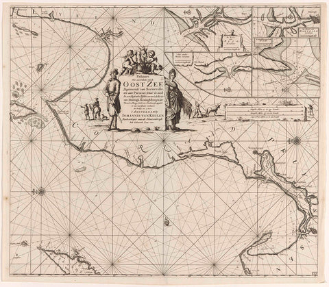 Map of part of the Baltic Sea with the coast of Poland and Latvia, Jan Luyken, 1681 - 1799 Canvas Print