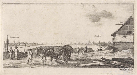 River view from a wood yard on Rheinkassel and Rheindorf, Wenceslaus Hollar, 1627 - 1636 Canvas Print