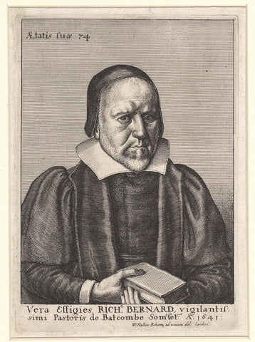 Portrait of Richard Bernard, Wenceslaus Hollar, 1641 Canvas Print