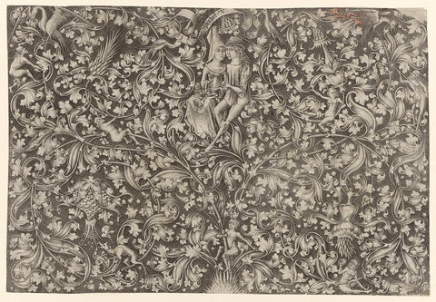 Tendrils with a Couple in Love, Israhel van Meckenem, 1455 - 1503 Canvas Print