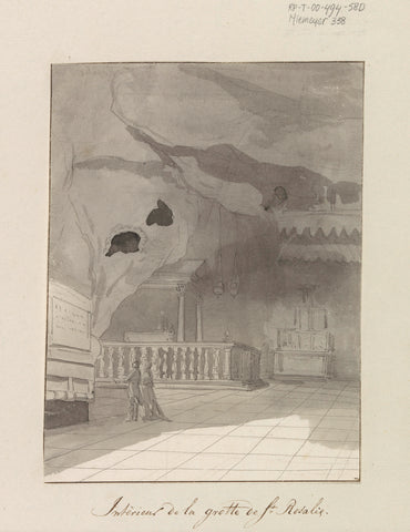 Interior of the cave of Santa Rosalia, Louis Ducros, 1778 Canvas Print