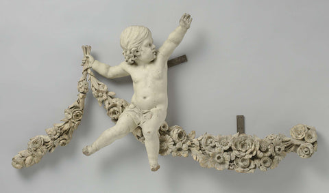 Putto with a part of a garland, Michiel Emanuel Shee (attributed to), c. 1730 Canvas Print