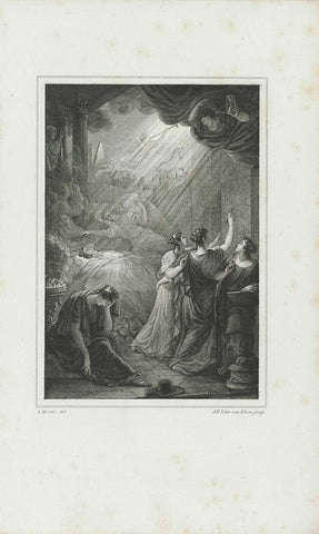 Allegory on the death of Bilderdijk, 1831, Jan Baptist Tetar van Elven, 1832 Canvas Print