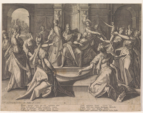 Solomon's Idolatry, Raphaël Sadeler (I), 1589 Canvas Print