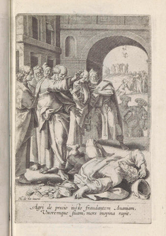 Death of Ananias and Saffira, Maerten de Vos, 1591 - 1600 Canvas Print