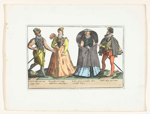 Two men and two women dressed according to fashion in the Netherlands, c. 1580, anonymous, 1872 - 1875 Canvas Print