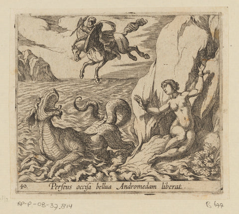 Perseus bevrijdt Andromeda, Antonio Tempesta, 1606 Canvas Print