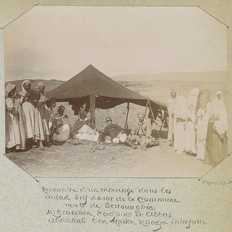 Company for a tent on the occasion of a wedding in Berrouaghia (Algeria), including persons referred to as 'M. Graëchen' and 'Abbas Abdallah ben Hassen Khajda', Marotte (photographer), 1895 Canvas Print
