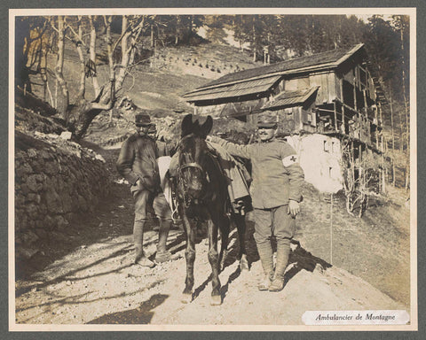 Presumably Italian soldiers in a mule: ambulance in the mountains, Henri de Rothschild (attributed to), 1916 Canvas Print