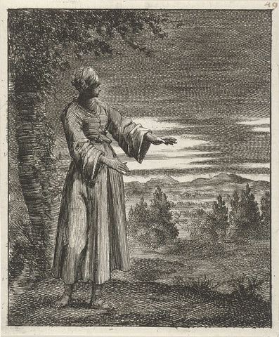 Woman walking in the night, Jan Luyken, 1687 Canvas Print