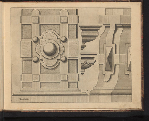 Whole and half pie stable and two consoles, in the Tuscan Order, John or Luke of Doetechum, 1578 Canvas Print