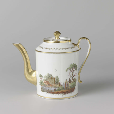 Teapot and milk jug, part of a tea service, Koninklijke Porcelainfabriek Dommer & Co., c. 1809 - c. 1814 Canvas Print