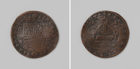 Surrender of Ostend, calculation medal in honour of Albrecht and Isabella of Austria, anonymous, 1604 Canvas Print