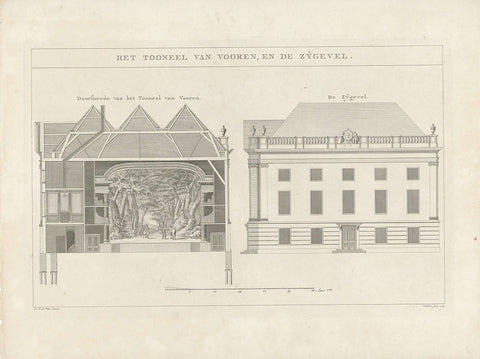 Schouwburg te Amsterdam: theatre and side façade, 1774, Reinier Vinkeles (I), 1774 Canvas Print