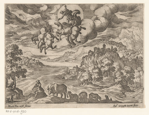 Landscape with the fall of Phaethon, Antonio Tempesta, 1565 - 1630 Canvas Print