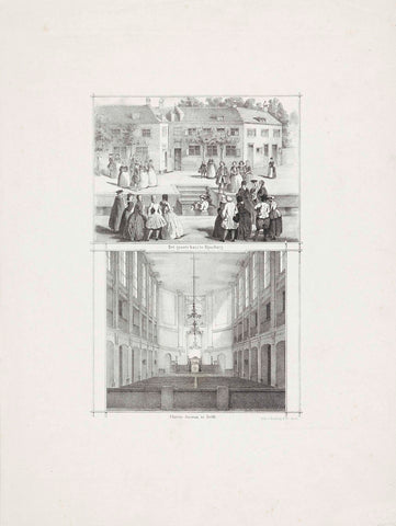 Doop bij de Rijnsburgse Collegianten en het gebouw van Christo Sacrum te Delft, ca. 1800, Tresling & Comp., 1850 - 1900 Canvas Print