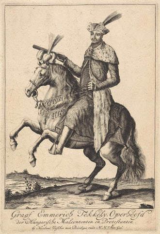 Equestrian portrait of Imre Thököly, Pieter Stevens (mentioned in 1689), 1678 - 1702 Canvas Print