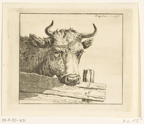 Cow's head above a fence, Ernst Willem Jan Bagelaar, 1798 - 1837 Canvas Print