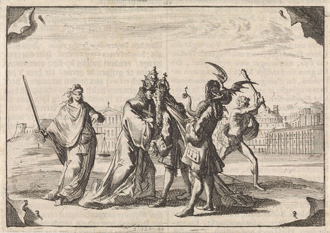 Cartoon about the battle between Louis XIV and Pope Innocent XI, 1687, Caspar Luyken, 1698 Canvas Print