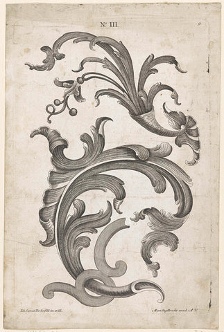 Two designs for forgings with floral motifs, anonymous, 1694 - 1756 Canvas Print