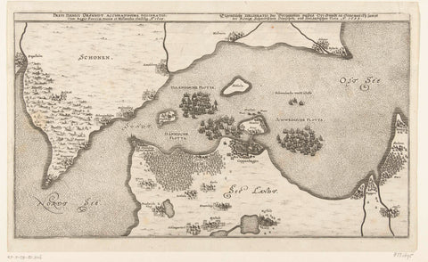 Map of the battle between the Swedish and Danish fleets in the Belt, 1644, anonymous, 1644 Canvas Print