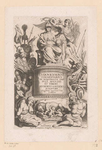 Personification of Rome, seated on a column and crowned by the Victory, Michel Lasne, 1620 Canvas Print