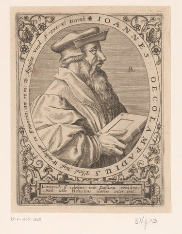 Portrait of Johannes Oecolampadius, Robert Boissard, 1597 - 1599 Canvas Print