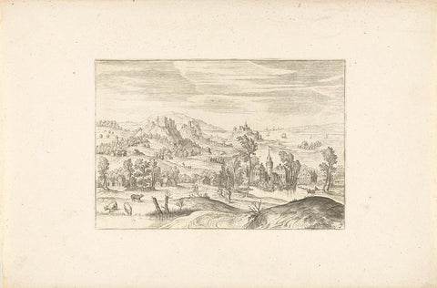 Landscape with a stream, Adriaen Collaert, 1578 - 1618 Canvas Print